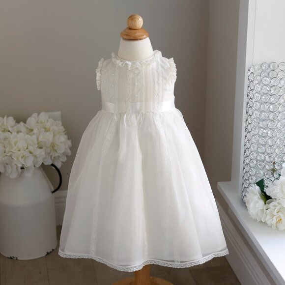 GORGEOUS Ivory Creme Dress Flower Girl Silk Organza Special Occasion 24 Months - Picture 1 of 4